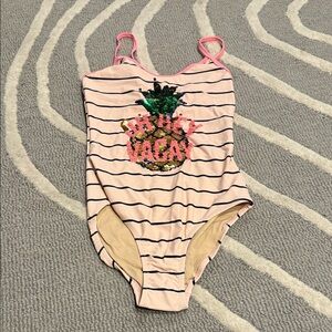 Pink Striped Kids Swim One Piece